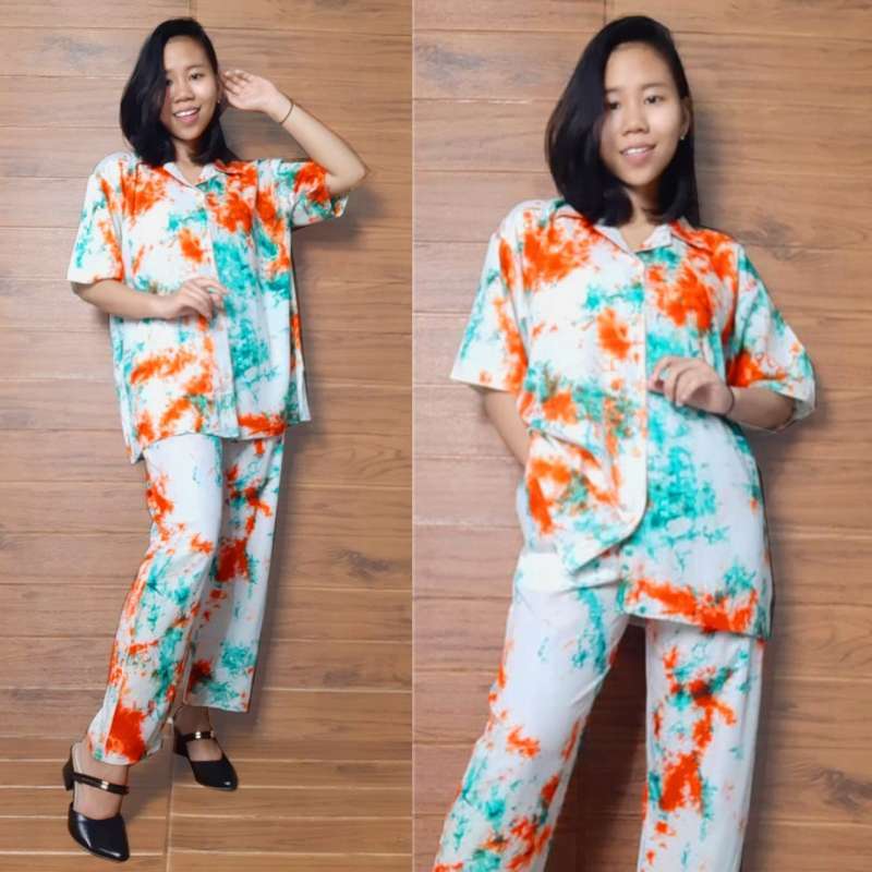 Blessing Collection Gina Stelan Baju Tidur Celana Panjang Dan Baju Atasan Blouse Kemeja Tangan Panjang Piyama Wanita Jumbo Long Pant Motif Tie Dye Terbaru Agustus 2021 Harga Murah Kualitas Terjamin Blibli