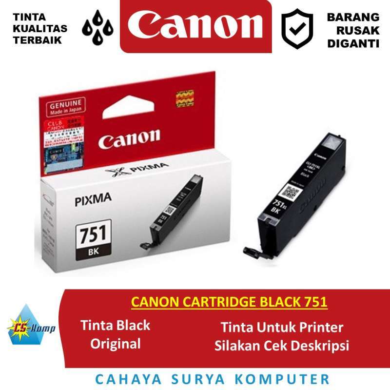 canon cartridge black 751 untuk printer ip7270 ip8770 ix6770 ix6870 mg5470 mg5570 mg6370 mg6470 mg7170 mx727 mx927