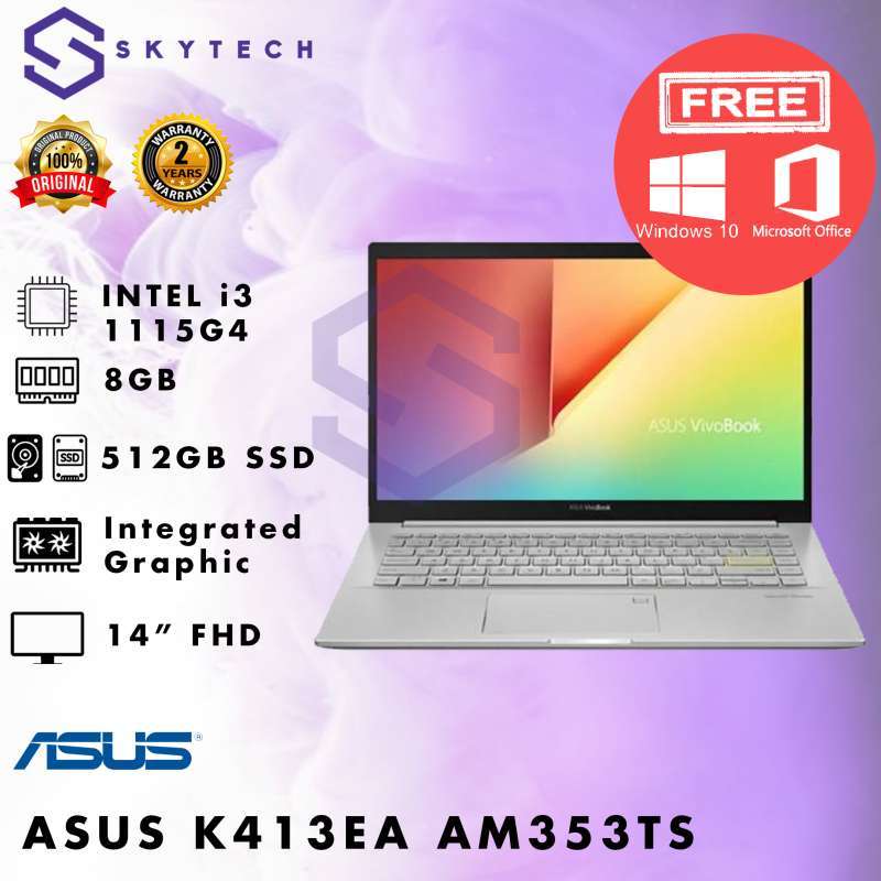 laptop asus vivobook i3 8gb ssd 512gb untuk sekolah kantor k413ea am353ts i3 ram 8 gb ssd 512 gb