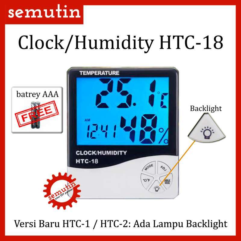jam termometer hygrometer digital htc 18 temperatur ruang thermometer humidity suhu