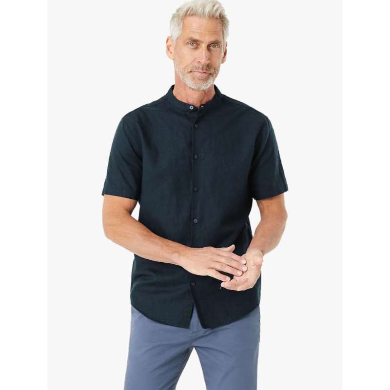 Linen Blend Grandad Shirt 