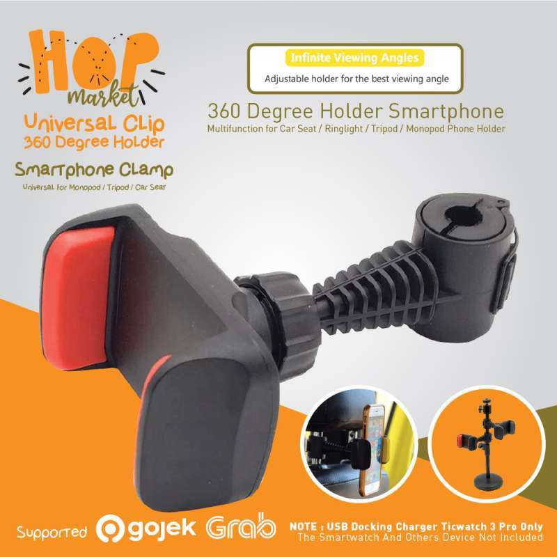 Clamp Smartphone CM55 Universal Clip Holder Smartphone HP di Light Stand  Tripod Car Seat Etc
