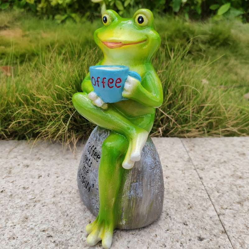 Garden Frog Statue Sculpture Figurine Ornament Indoor Home Crafts Decor 