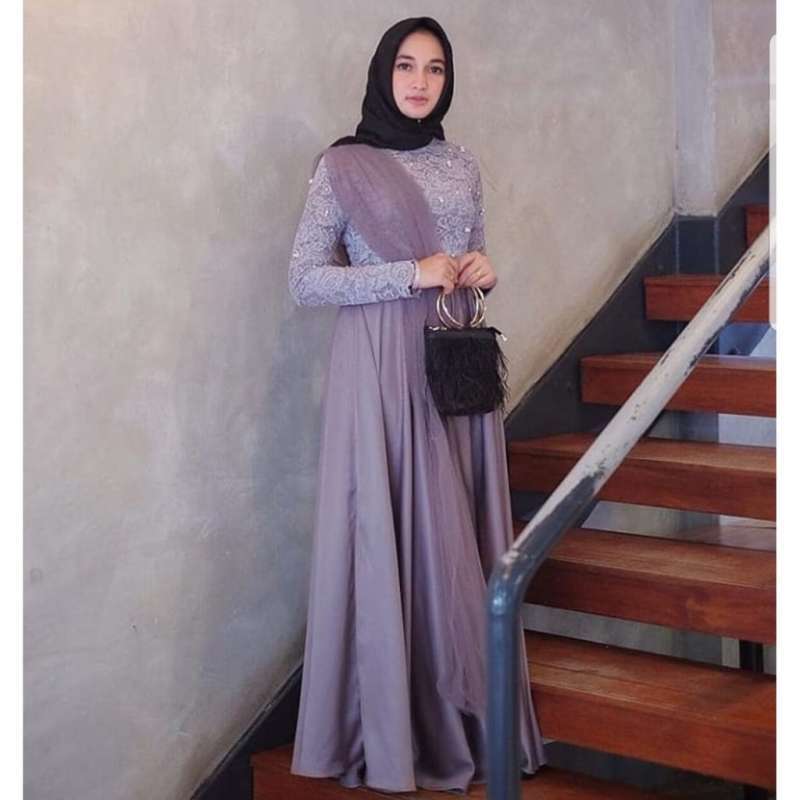 Outfit Muslim Kondangan Gamis Brokat Brukat Moscrepe Stevia Dress Terbaru Agustus 2021 Harga Murah Kualitas Terjamin Blibli