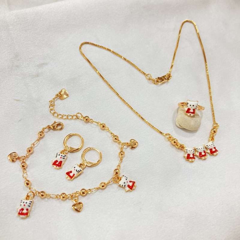 Jual Perhiasan Anak 1 Set Cat Kalung Anting Gelang Cincin Lapis Emas Spa-26 Terbaru November 2021 harga murah - kualitas terjamin | Blibli