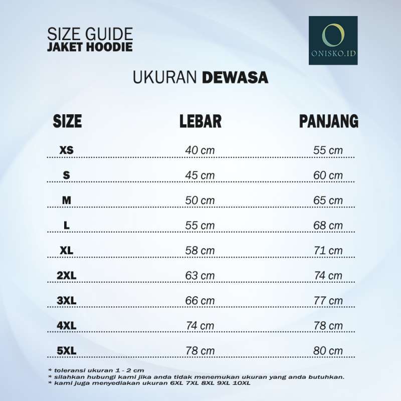 ukuran sweatshirt