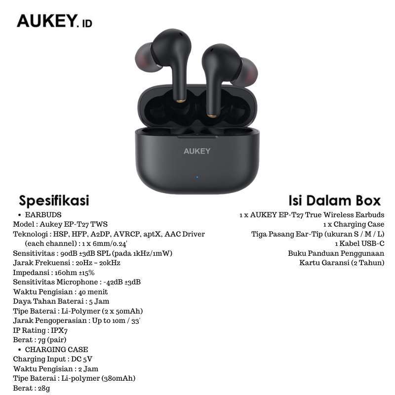 Jual Aukey TWS EP-T27 Deep Bass with 