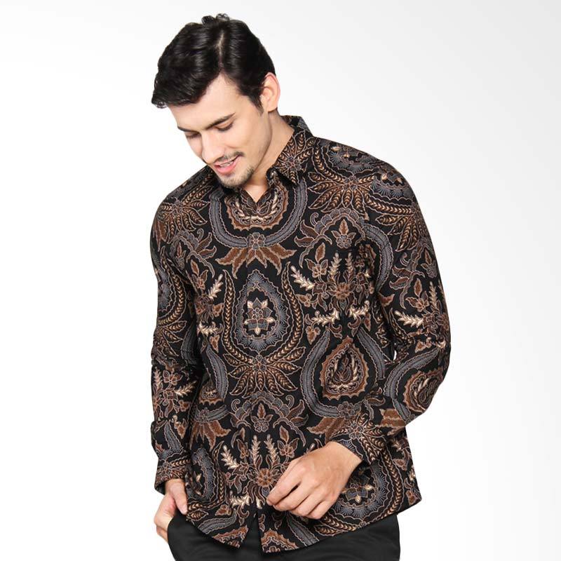 Kelebihan Kekurangan Jayashree Batik KAMA Slimfit Long Sleeve Shirt Kemeja Batik Pria Black .