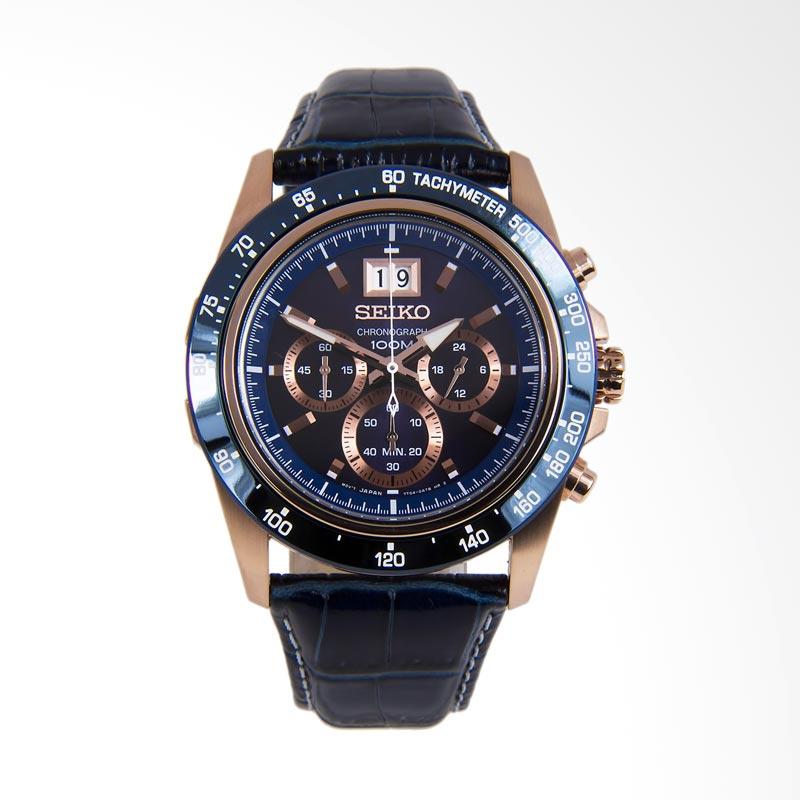 Jual Seiko Lord Chronograph SPC238P1 Blue Leather Strap Jam Tangan