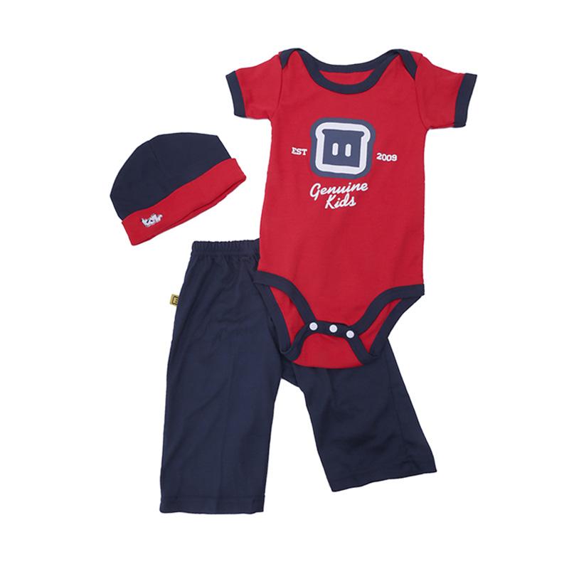 TDLR Genuine Kids Setelan Baju Celana Topi Bayi Laki laki Merah .
