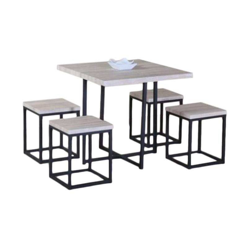 Jual Jysk Dining Set Bornholm Set Meja Makan Steel Black 80 X 80 X 76 Cm Online Oktober 2020 Blibli Com