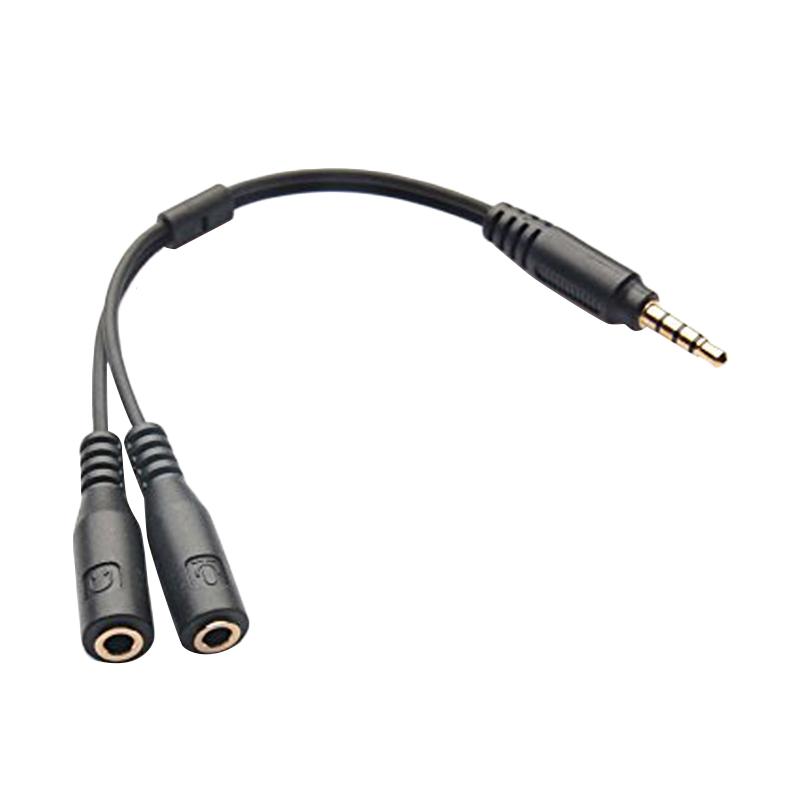 Diskon Harga Universal Spliter Kabel Audio 1 Male to 2 Famale - Hitam Online Shop Terbaru
