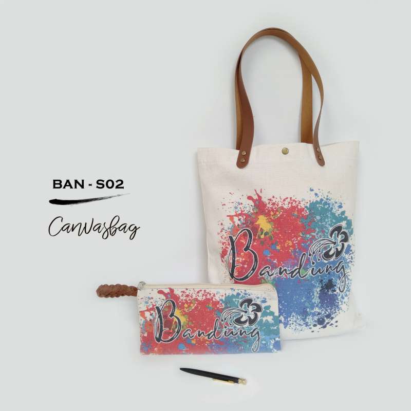 Dewani Tote Bag Set Canvas Pouch BDG-S02 Tas Kuliah seri Bandung