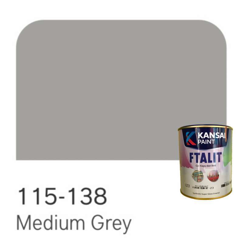Promo Cat Kayu Dan Besi Kansai Paint Ftalit 1 Kg - Medium Grey 138