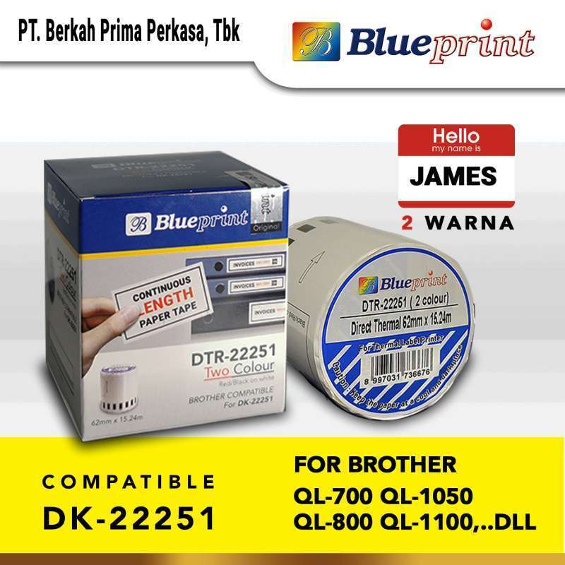 Jual BLUEPRINT Stiker Label 22251 62x15,24m Continuous Roll 2 ...