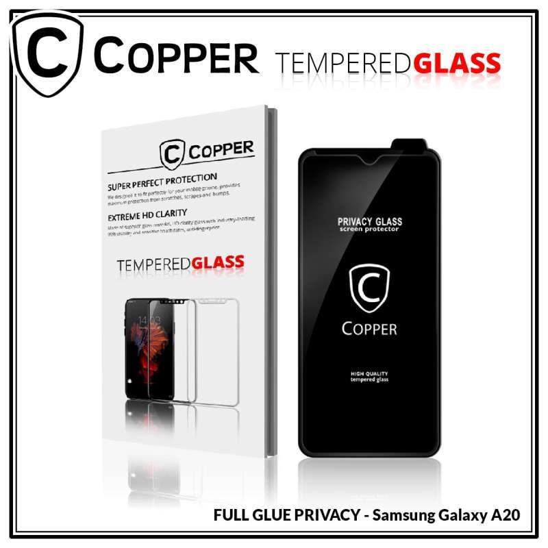 Promo Samsung A20 Copper Tempered Glass Privacy Anti Spy (full