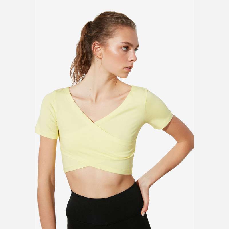 Trendyol Overlap V-Neck Crop Active Tee 