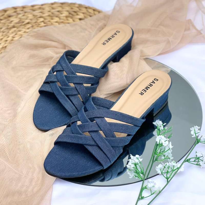 JEANNE DENIM HEELS NAVY di Seller Azay 
