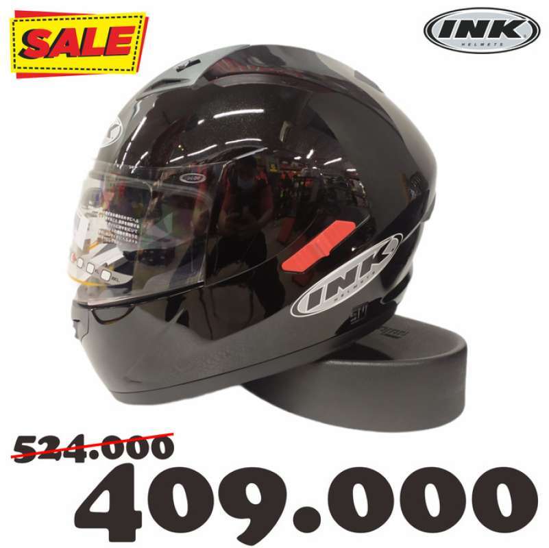 Jual PROMO HELM INK CL 1 SOLID POLOS BLACK GLOSSY DOUBLE VISOR
