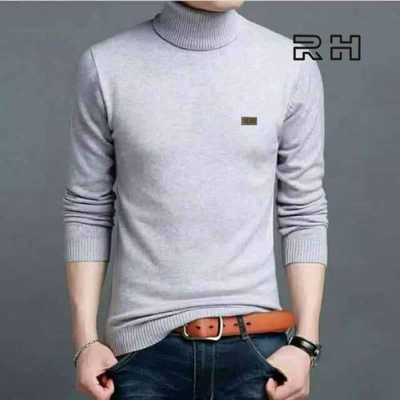 Baju Sweater rajut Turtleneck pria 