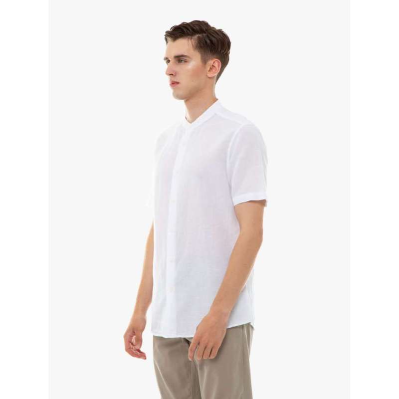 Linen Grandad Collar Shirt di Seller 