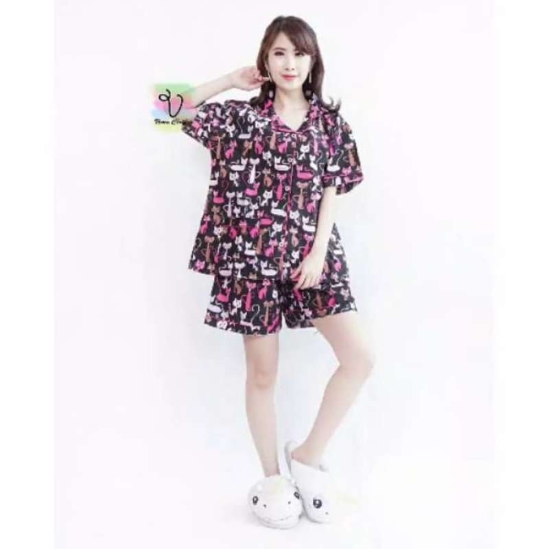 HOT PANTS BLACK CAT PIYAMA KATUN DEWASA 