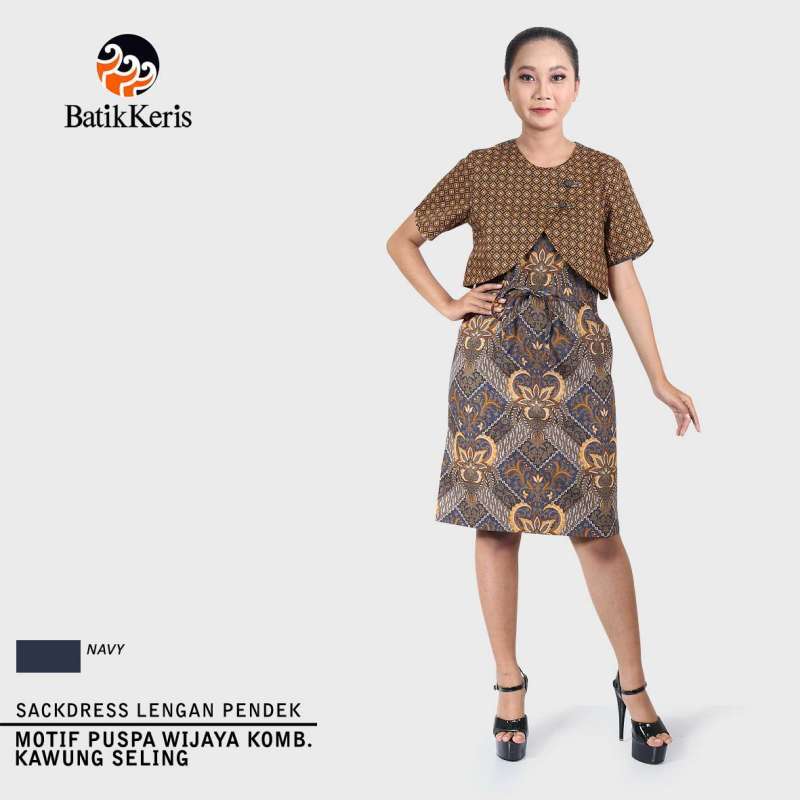 Jual Batik Keris Sackdress Lengan Pendek Lhr Bulat Puspa Wijaya