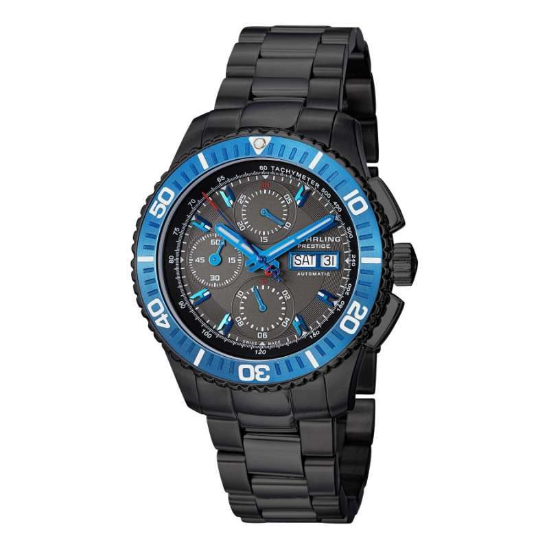 Stuhrling Regatta Victorie Jam Tangan Pria Chronograph Automatic  [319-33LB69] Biru Hitam
