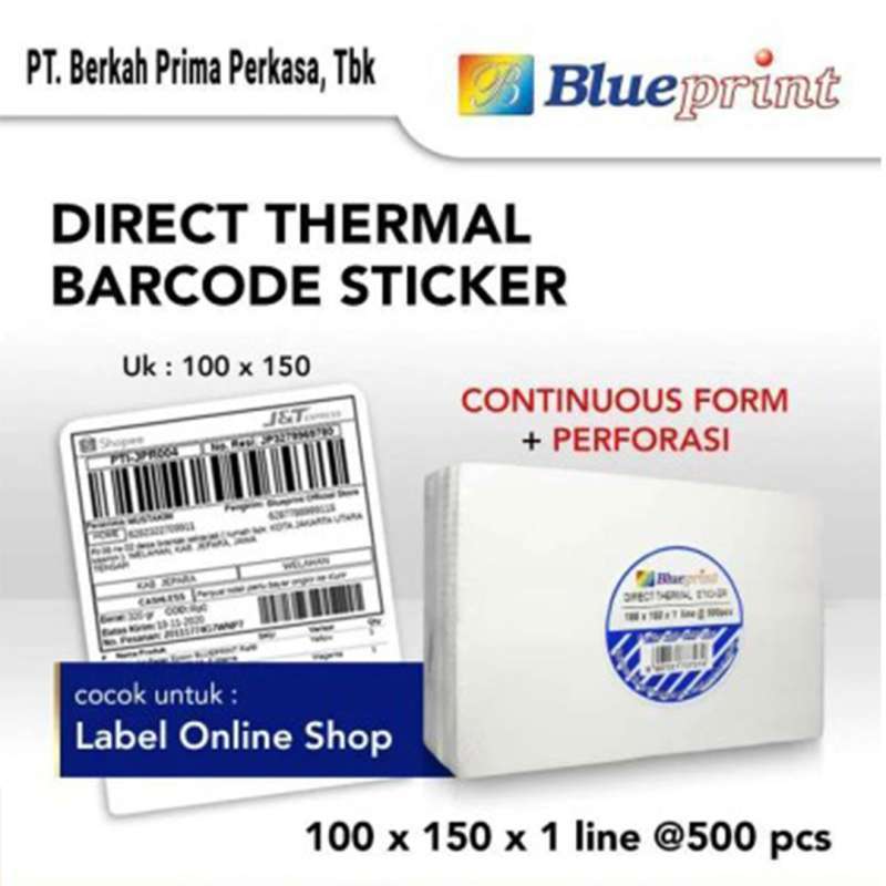 BLUEPRINT Direct Thermal Sticker Label Resi Online 100x150mm 500Pcs