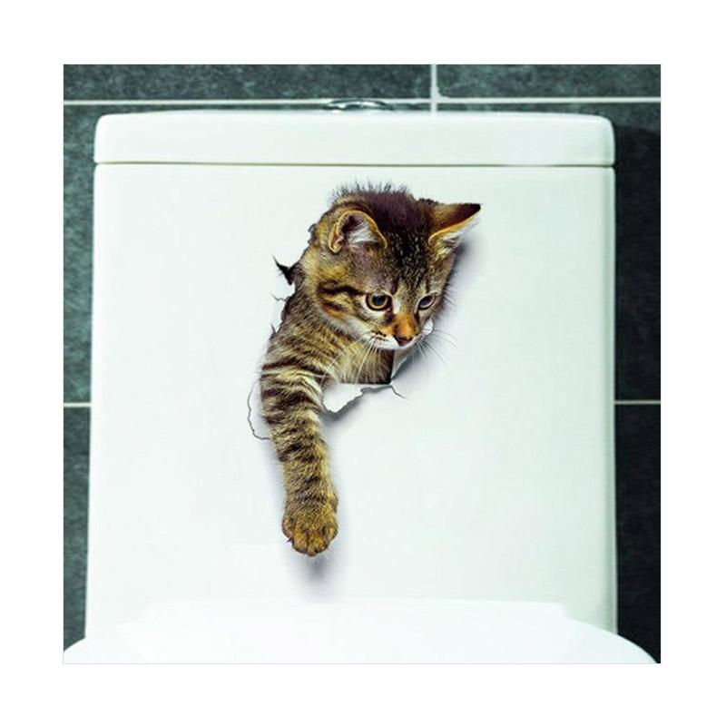 Bluelans Cute 3D Cat Wall Art Sticker Home Decoration Bathroom Toilet Lid  Cover Decal #3