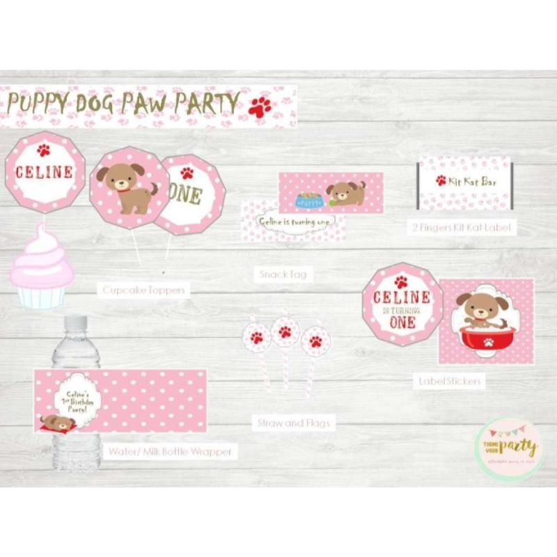 Gratis Ongkir Puppy Dog Paw Party - Dessert Table Decoration - Snack Label