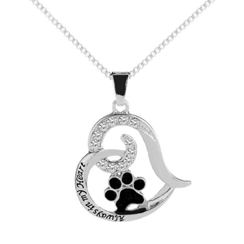 silver dog paw necklace