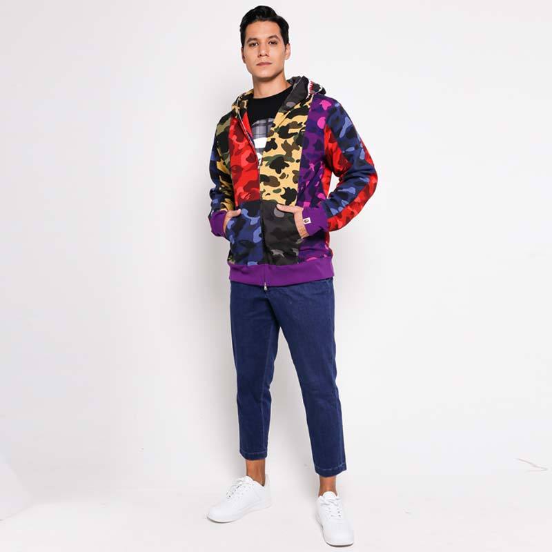 Jual BAPE MIX CAMO ZIP Jaket Hoodie Pria Multicolor L