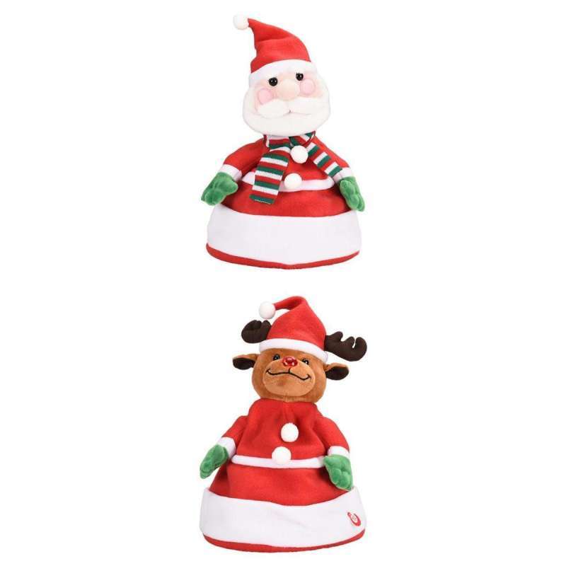 Promo 2x Plush Red Music Christmas Hat 
