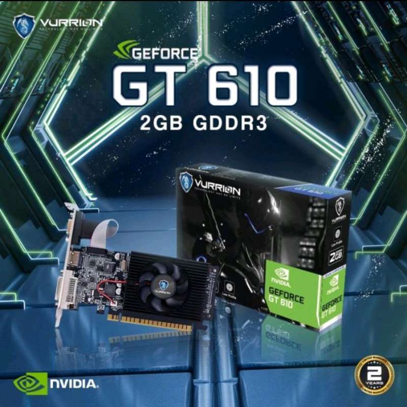 VGA NVIDIA GEFORCE VURRION GT610 DDR3 2GB 64BIT ORI RESMI