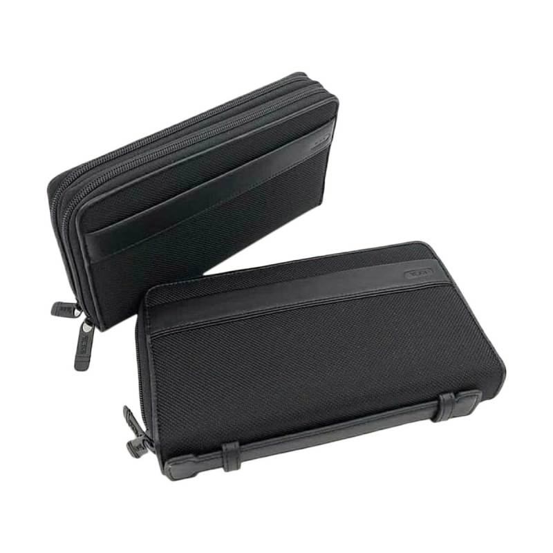 Tumi double shop zip clutch