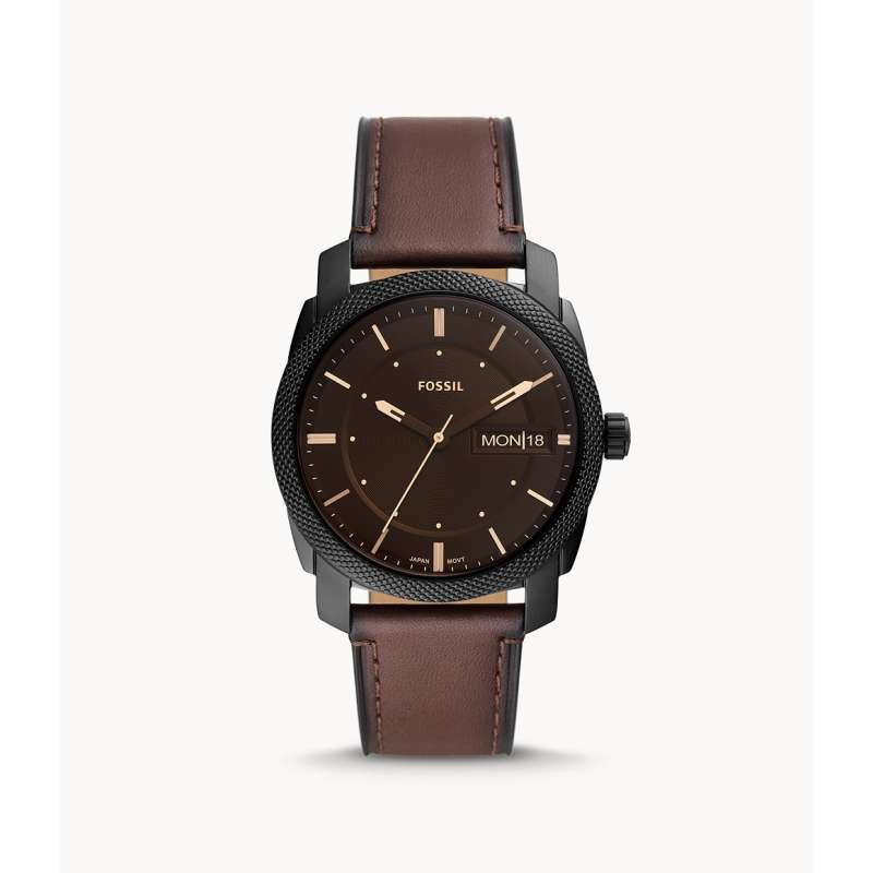 Fossil Machine Three-Hand Date Brown Leather Jam Pria FS5901