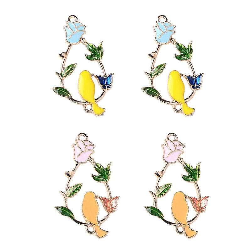 Promo 3x4 Pieces Alloy Enamel Flower 