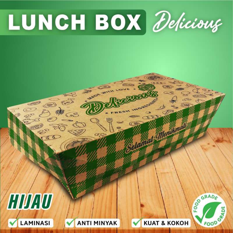 Lunch Box KRAFT COKLAT MOTIF Delicious Made With Love Variasi Warna -M (50)