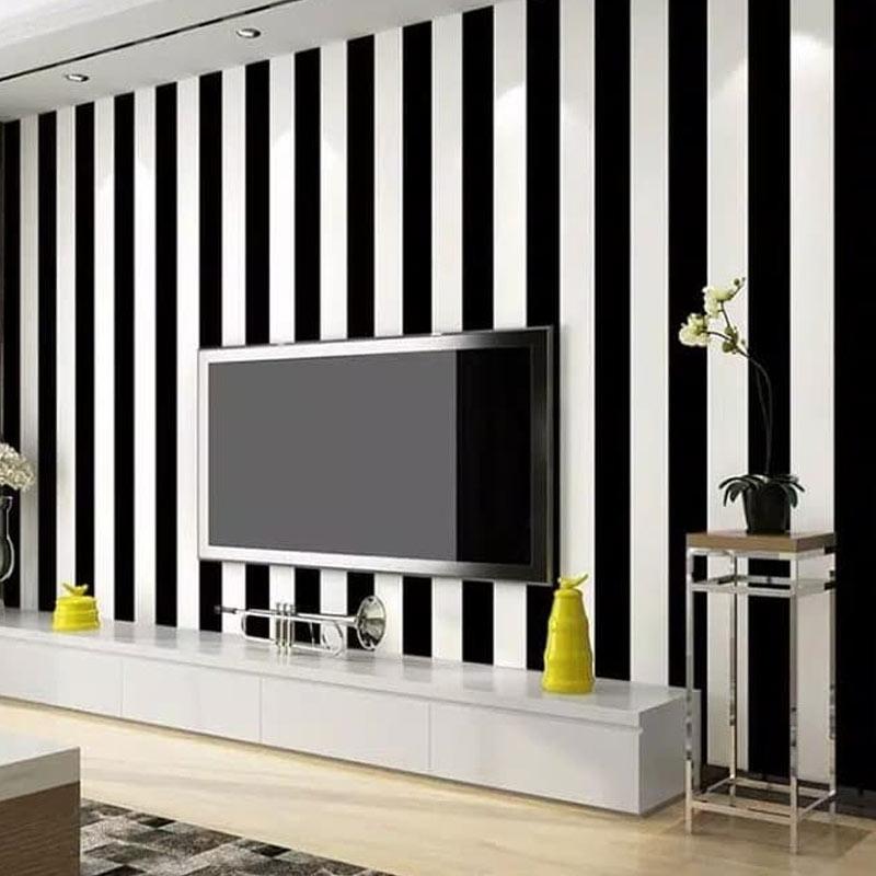Jual Oem Motif Garis Wallpaper Dinding Hitam Putih 10 M X 45 Cm