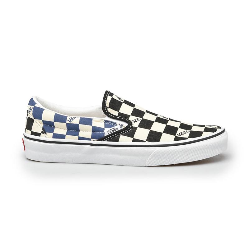 vans checkered blue and black