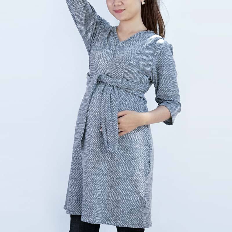 Mooimom Cotton Print Belted Maternity 