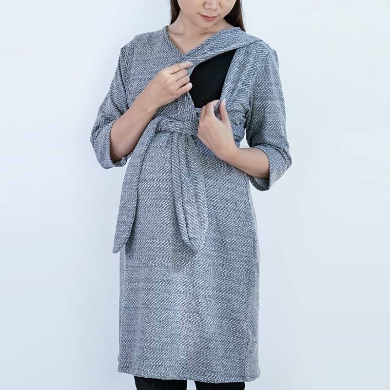Mooimom Cotton Print Belted Maternity 