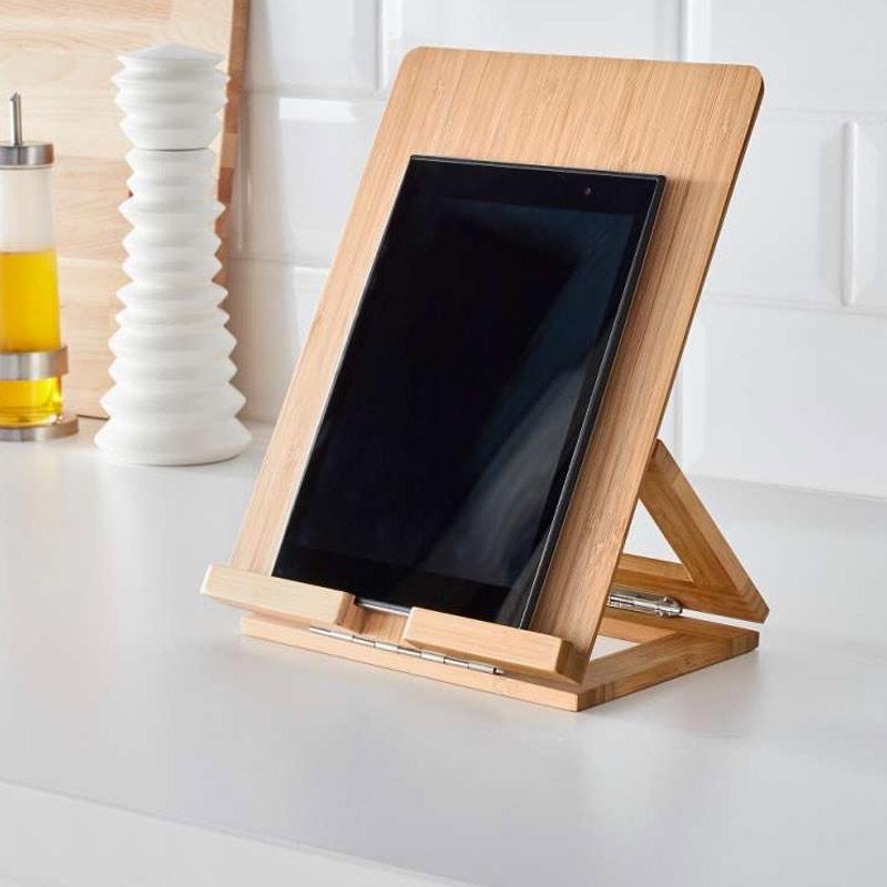 ikea grimar bambu tablet stand holder coklat muda