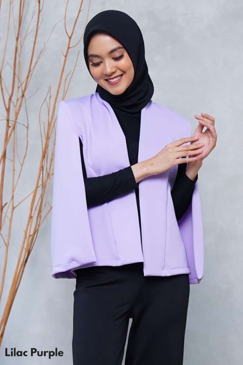Purple cape blazer top