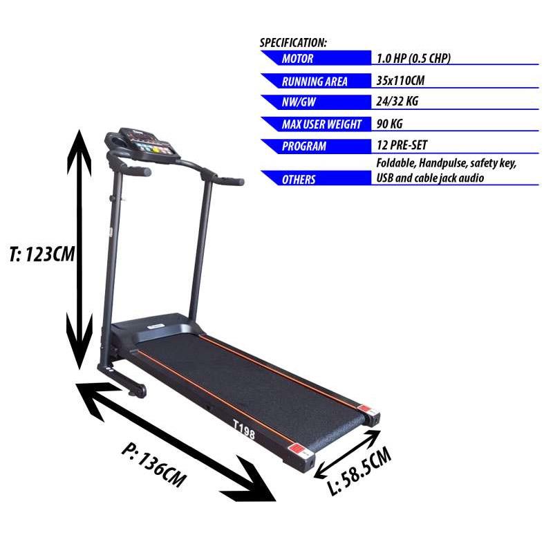 twen twen treadmill elektrik twen alat fitness t198 full07 t57n5e7i