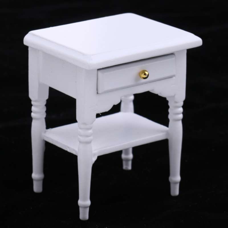 Jual Oem Dolls House Bedroom Furniture White Bedside Table With Openable Drawer 1 12 Online November 2020 Blibli Com