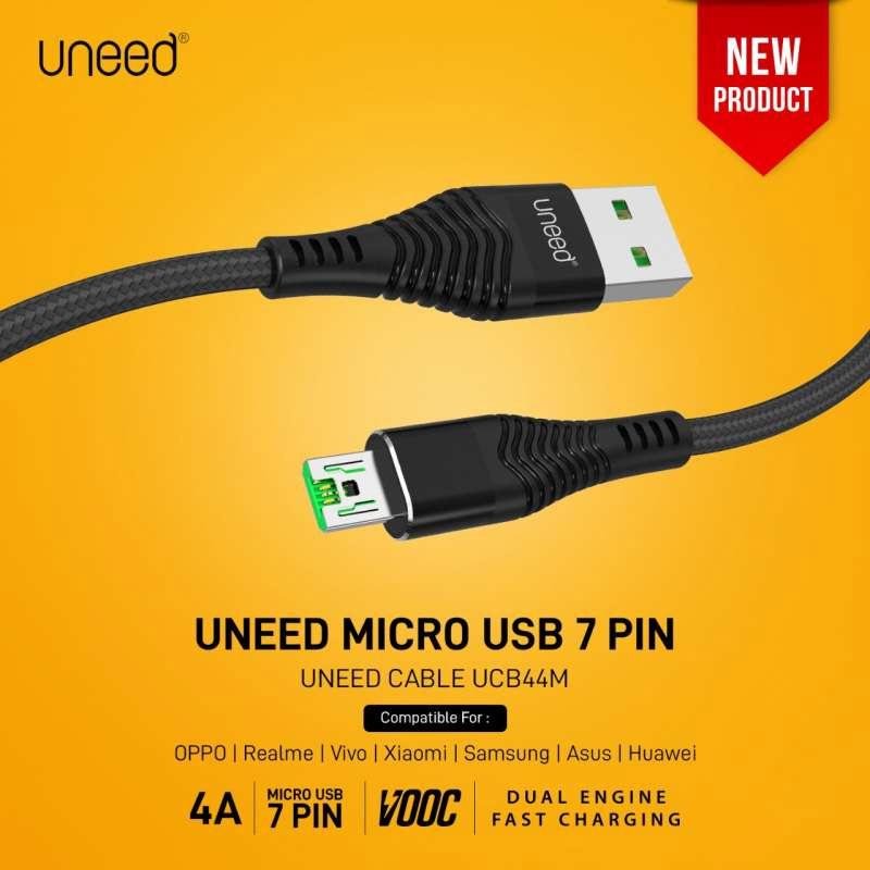 Jual Uneed Ucb44m 7 Pin Braided Kabel Data Micro Usb Max 4a Vooc Qc 3 0 Murah Mei 2021 Blibli