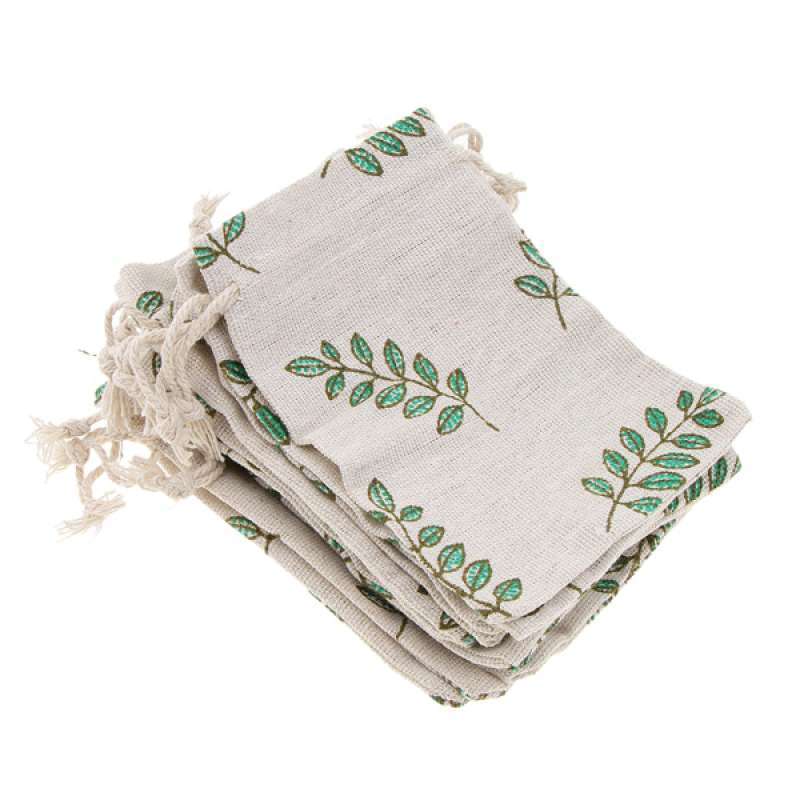 10pcs Pack Cotton Linen Leaf Sack Jewelry Pouch Drawstring Bag Gift Favors 