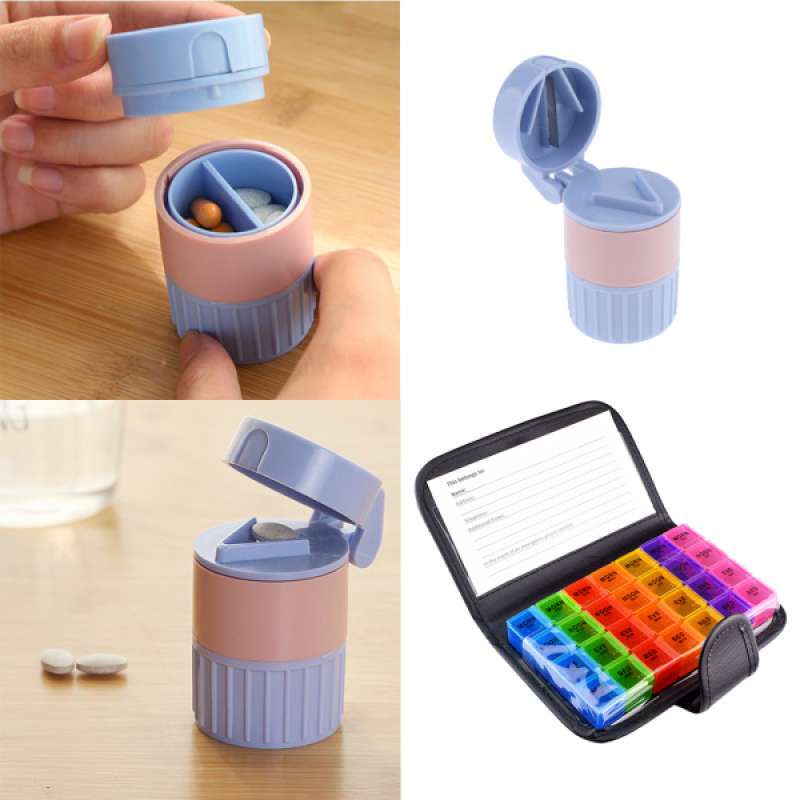 Jual Weekly Pill Wallet Box Medicine Tablet Organizer Case With Grinder Cutter Online November 2020 Blibli Com